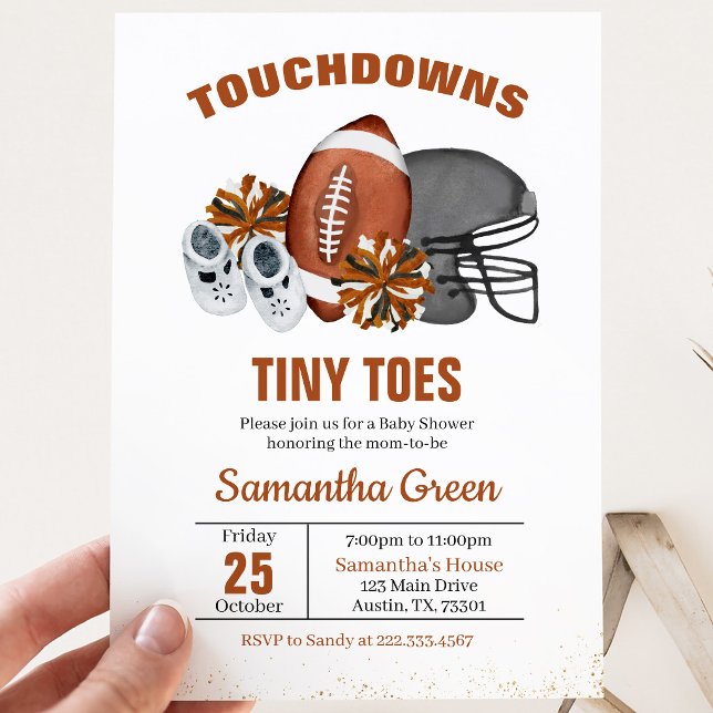 Invitation Fête de bébé Touchdowns and Tiny Toes (Créateur téléchargé)