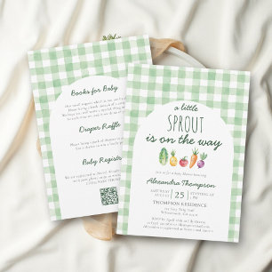 Invitation Fête de Bébé Tout en Un Aquarelle Petite Pousse
