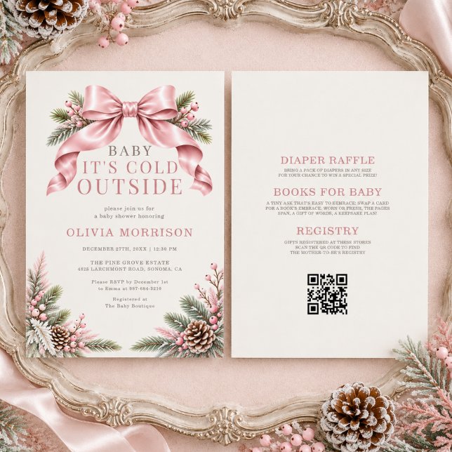 Invitation Fête de bébé tout-en-un Baby It's Cold Outside Ros (Créateur téléchargé)