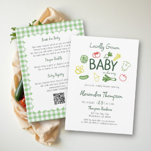 Invitation Fête de Bébé Tout en Un Couleurs Cultivé Localemen