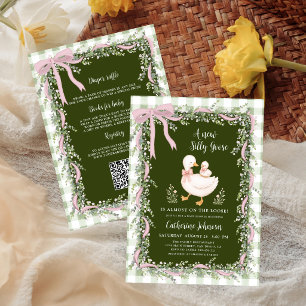 Invitation Fête de Bébé Tout en Un Sage Vert Silly Goose