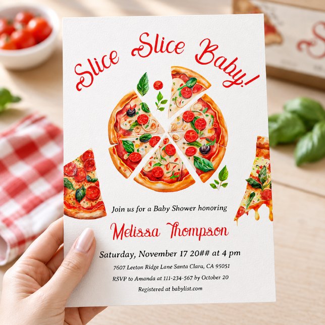 Invitation Fête de bébé tranche de pizza italienne de jardin (Créateur téléchargé)