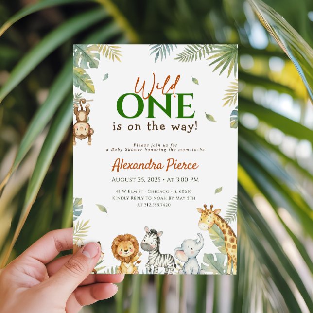 Invitation Fête de bébé Tropical Greenery Wild One (Créateur téléchargé)
