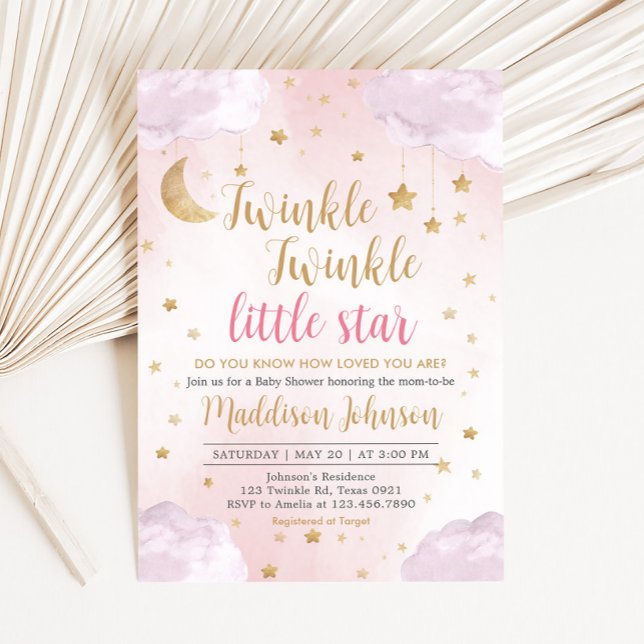 Invitation Fête de Bébé Twinkle Little Star (Little Star Baby Shower Invitation)