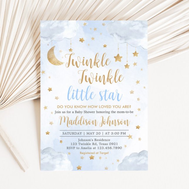 Invitation Fête de Bébé Twinkle Little Star (Little Star Baby Shower Invitation)