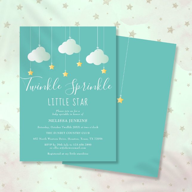 Invitation Fête de Bébé Twinkle Sprinkle Little Star (Twinkle Sprinkle Little Star Baby Shower Invitation)