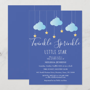 Invitation Fête de bébé Twinkle Sprinkle Little Star Bleu