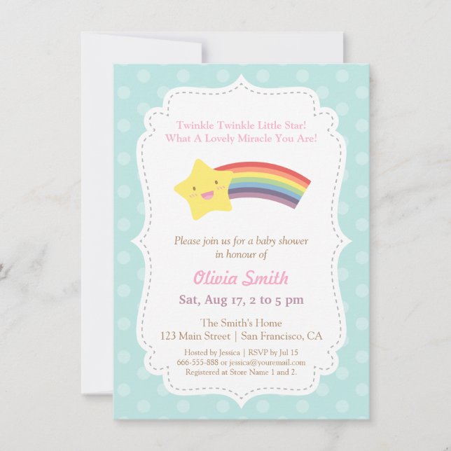 Invitation Fête de Bébé Twinkle Twinkle Little Star (Devant)
