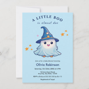 Invitation Fête de bébé un petit boo Halloween bleu