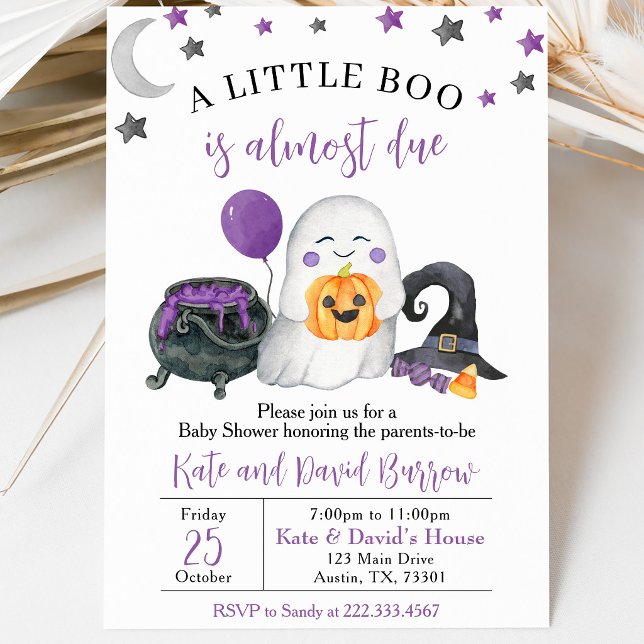 Invitation Fête de Bébé Un Petit Boo Violet (Créateur téléchargé)