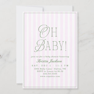 Invitation Fête de Bébé Vintage Prépa Fille