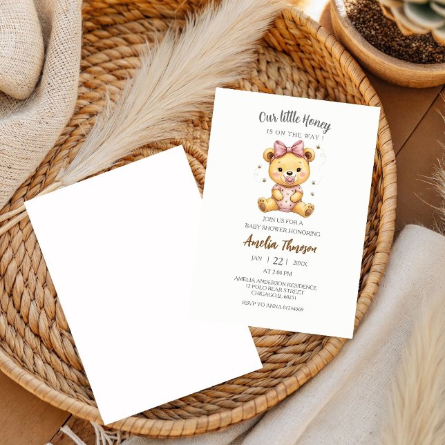 Invitation Fête de bébé Winnie l'ourson Little Hunny  (Créateur téléchargé)
