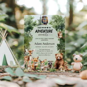 Invitation Fête de bébé Woodland Adventure en attente 