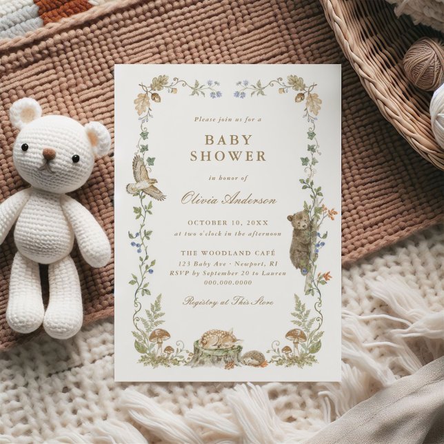 Invitation Fête de bébé Woodland Storybook (Créateur téléchargé)