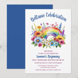 Invitation Fête de Beltane Été Floral Arc-en-ciel Sabbat