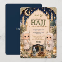 Fête de bienvenue chibi musulmane pour le Hajj
