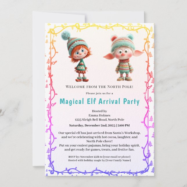 Invitation Fête de Bienvenue de l'Elf | Célébration d'Arrivée (Devant)
