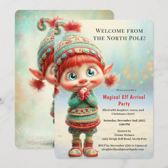 Invitation Fête de Bienvenue de l'Elf | Célébration d'Arrivée (Devant / Derrière)