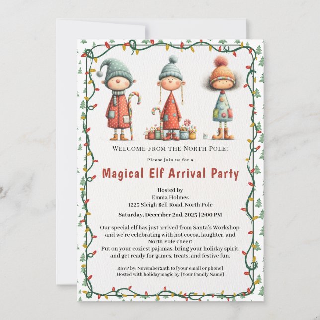 Invitation Fête de Bienvenue de l'Elf | Célébration d'Arrivée (Devant)