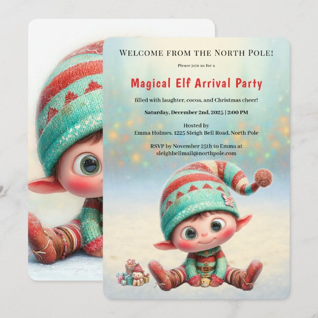 Invitation Fête de Bienvenue de l'Elf | Célébration d'Arrivée (Devant / Derrière)