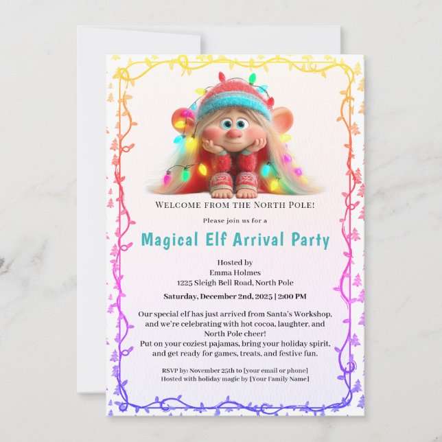 Invitation Fête de Bienvenue de l'Elf | Célébration d'Arrivée (Devant)