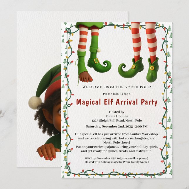 Invitation Fête de Bienvenue de l'Elf | Célébration d'Arrivée (Devant / Derrière)