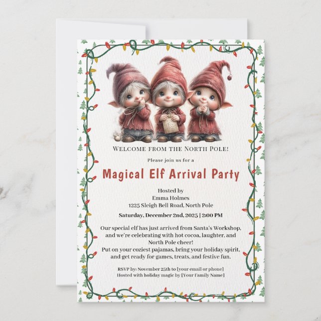Invitation Fête de Bienvenue de l'Elf | Célébration d'Arrivée (Devant)