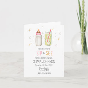 Invitation Fête de bienvenue pour bébé fille Sip And See