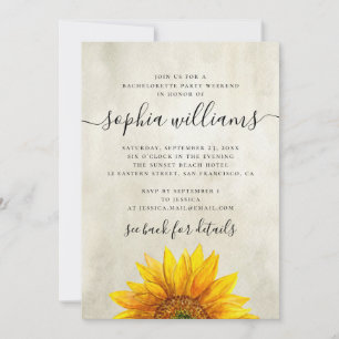 Invitation Fête de bistrot de tournesol floral rustique week-