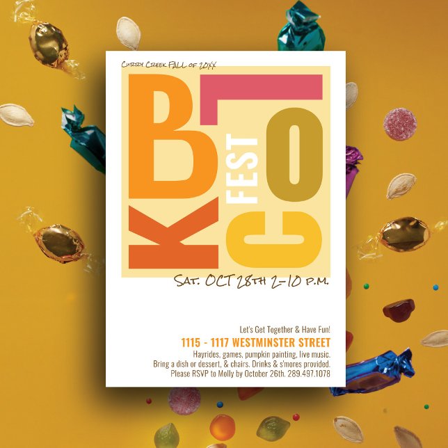 Invitation Fête de Bloc d'Automne de Style Rétro (Créateur téléchargé)