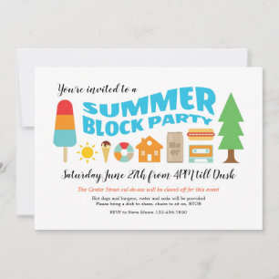 Invitation Fête de blocs d'été