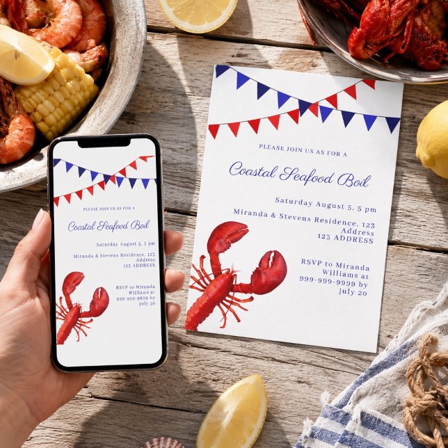Invitation Fête de bouillabaisse de fruits de mer côtiers (Créateur téléchargé)