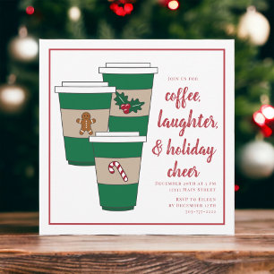 Invitation Fête de café de Noël, rires et joie des Fêtes