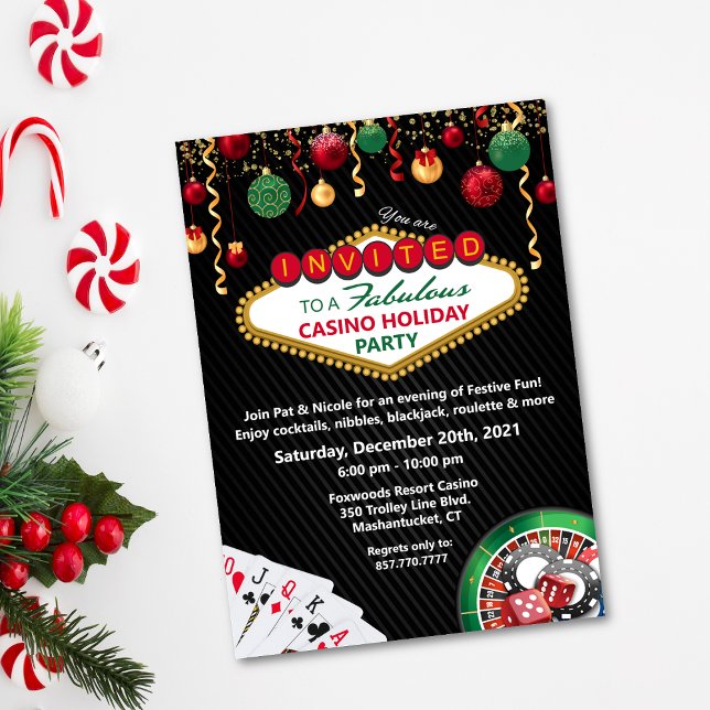 Invitation Fête de casino de Noël à Las Vegas (Créateur téléchargé)
