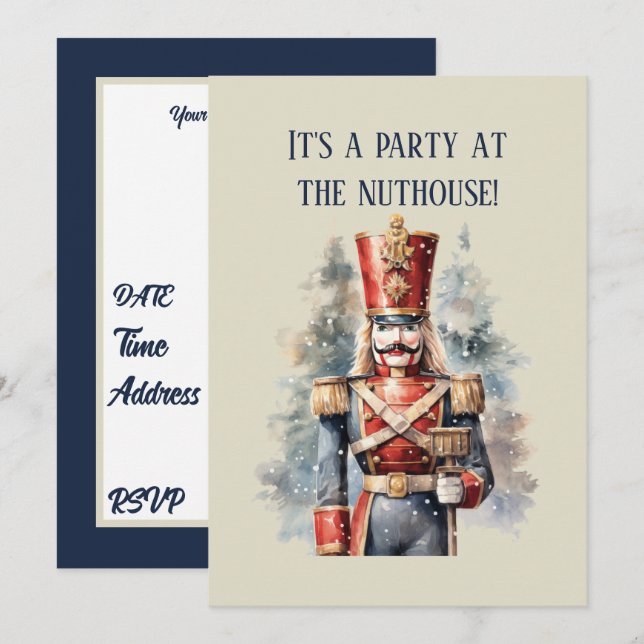 Invitation Fête de casse-noisette de Noël festive (Devant / Derrière)