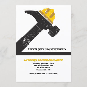 Invitation Fête de célibataire de Hammer et Hardhat