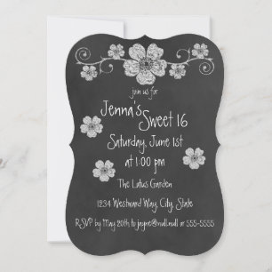 Invitation Fête de Chalkboard Wild White Roses