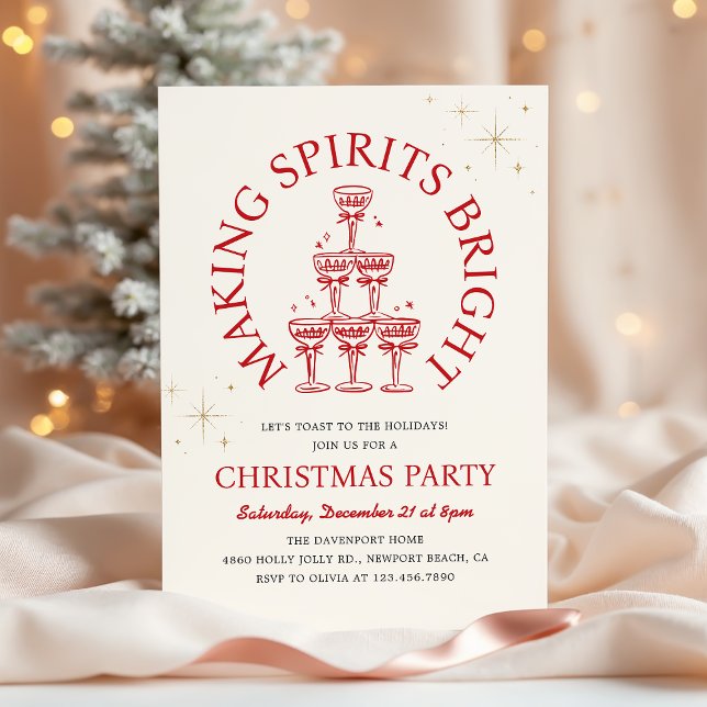 Invitation Fête de Champagne Making Spirits Bright pour Noël (Créateur téléchargé)
