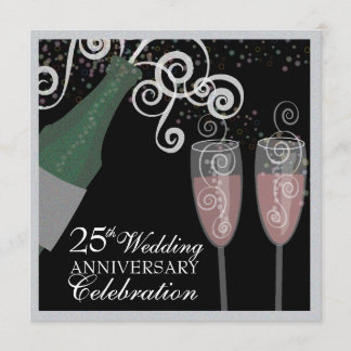 Invitation Fête de champagne pétillant pour les 25 ans de mar