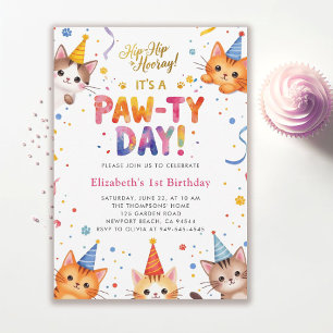 Invitation Fête de chat Chats colorés Enfants Mignons 1er Ann