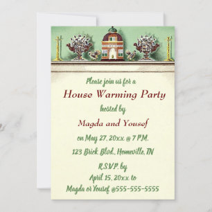 Invitation Fête de Chauffage de Maison avec Cheminée Modifiab