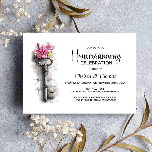 Invitation Fête de Chauffage de Maison de Clé Rustique (Créateur téléchargé)