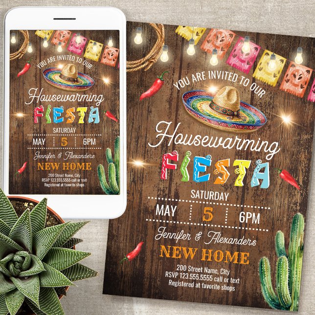 Invitation Fête de Chauffage de Maison Fiesta Nouvelle Maison (Créateur téléchargé)