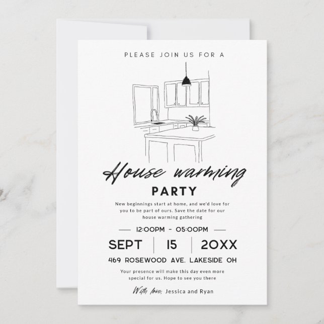 Invitation Fête de Chauffage de Maison Sauvegarder la Date  (Devant)