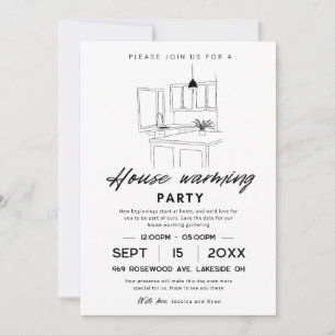 Invitation Fête de Chauffage de Maison Sauvegarder la Date 