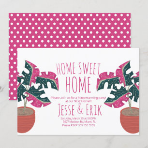 Invitation Fête de Chauffage Maison Arbre Tropical Monstera R