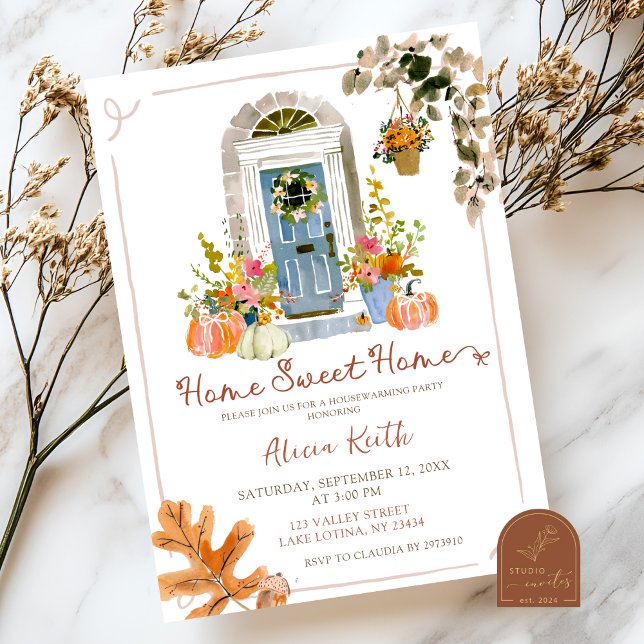 Invitation Fête de Chauffage Maison Automne Dessinée à la Mai (Créateur téléchargé)