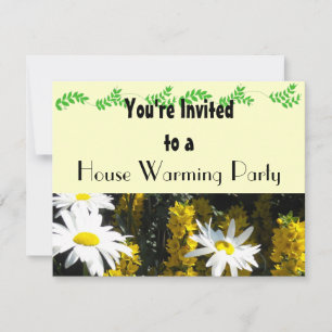 Invitation Fête de Chauffage Maison Fleur de Marguerite Blanc