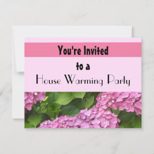 Invitation Fête de Chauffage Maison Fleur d'Hydrangea Rose
