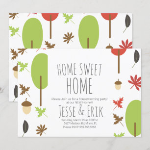 Invitation Fête de Chauffage Moderne avec Arbres d'Automne et